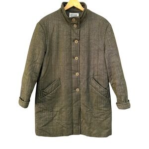 Vintage Bill Blass Loro Piana Wool Cashmere Herringbone Long Jacket Coat Size 14